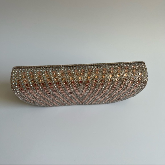 No Brand- Rose Gold Sparkly Medium Wallet with Button Closure and Rhinestones - Picture 2 of 9